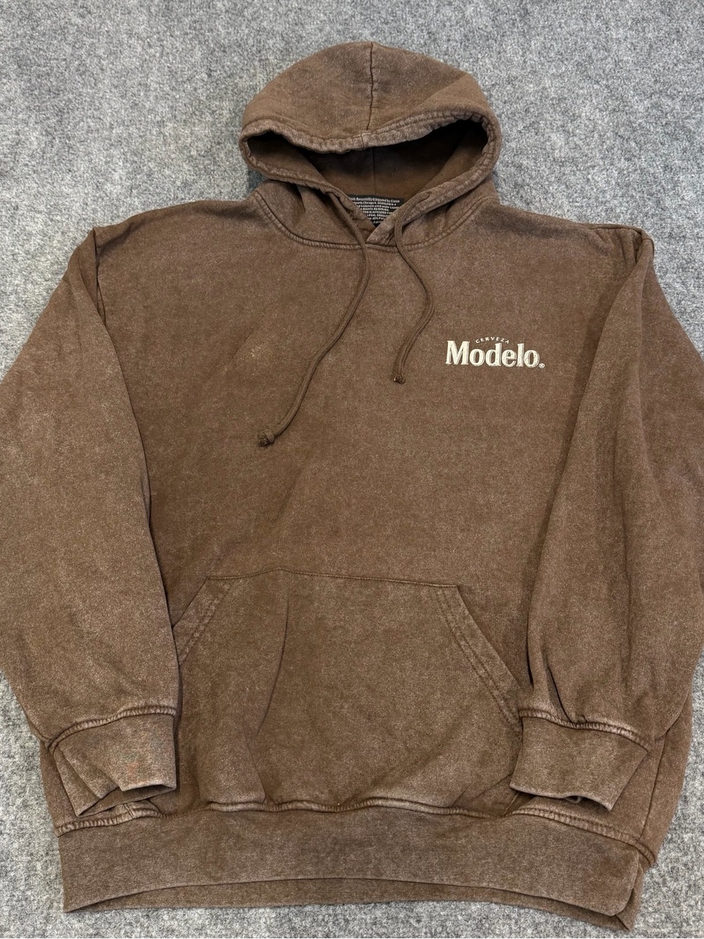 ModelCo Brown Vintage-Wash Hooded Sweatshirt
